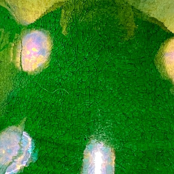 Antique Awaji Pottery Blue White Iris Green Pitcher Awaji Ware Glazed Japan - Picture 12 of 16